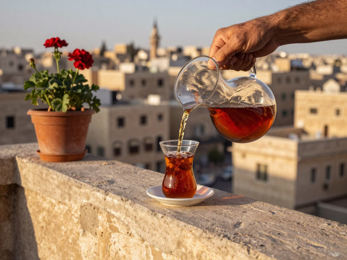 Evening Light on Tea in in Amman, Jordan