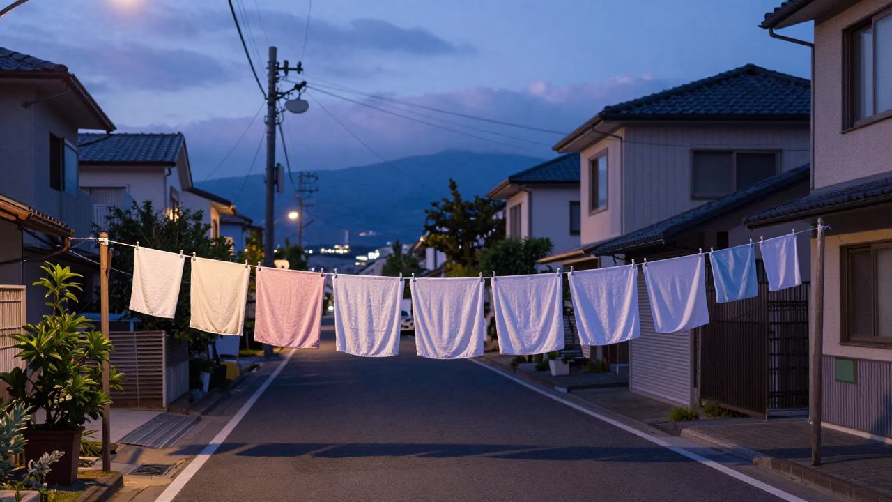 Evening Light on Towels in Sapporo in in Sapporo, Japan