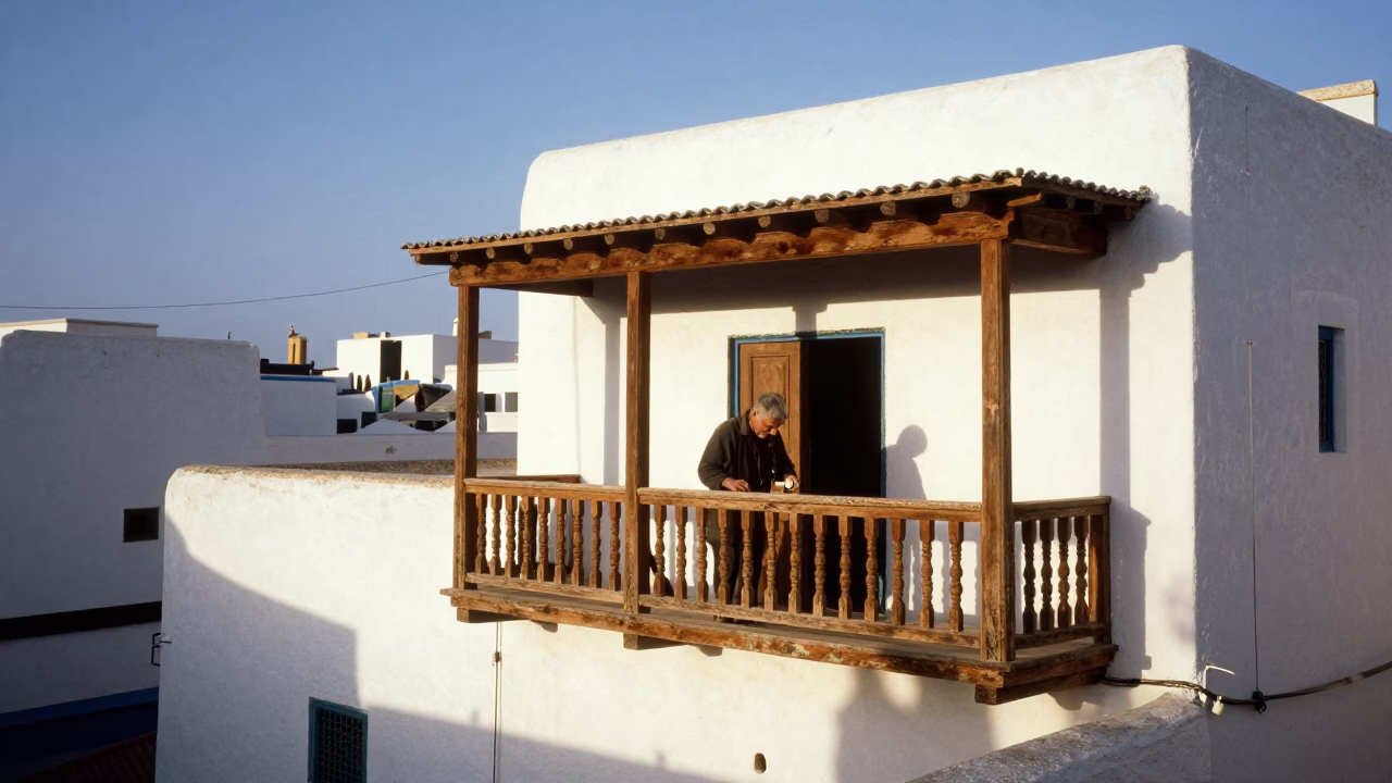 Evening Light on Woodworker in in Essaouira, Morocco