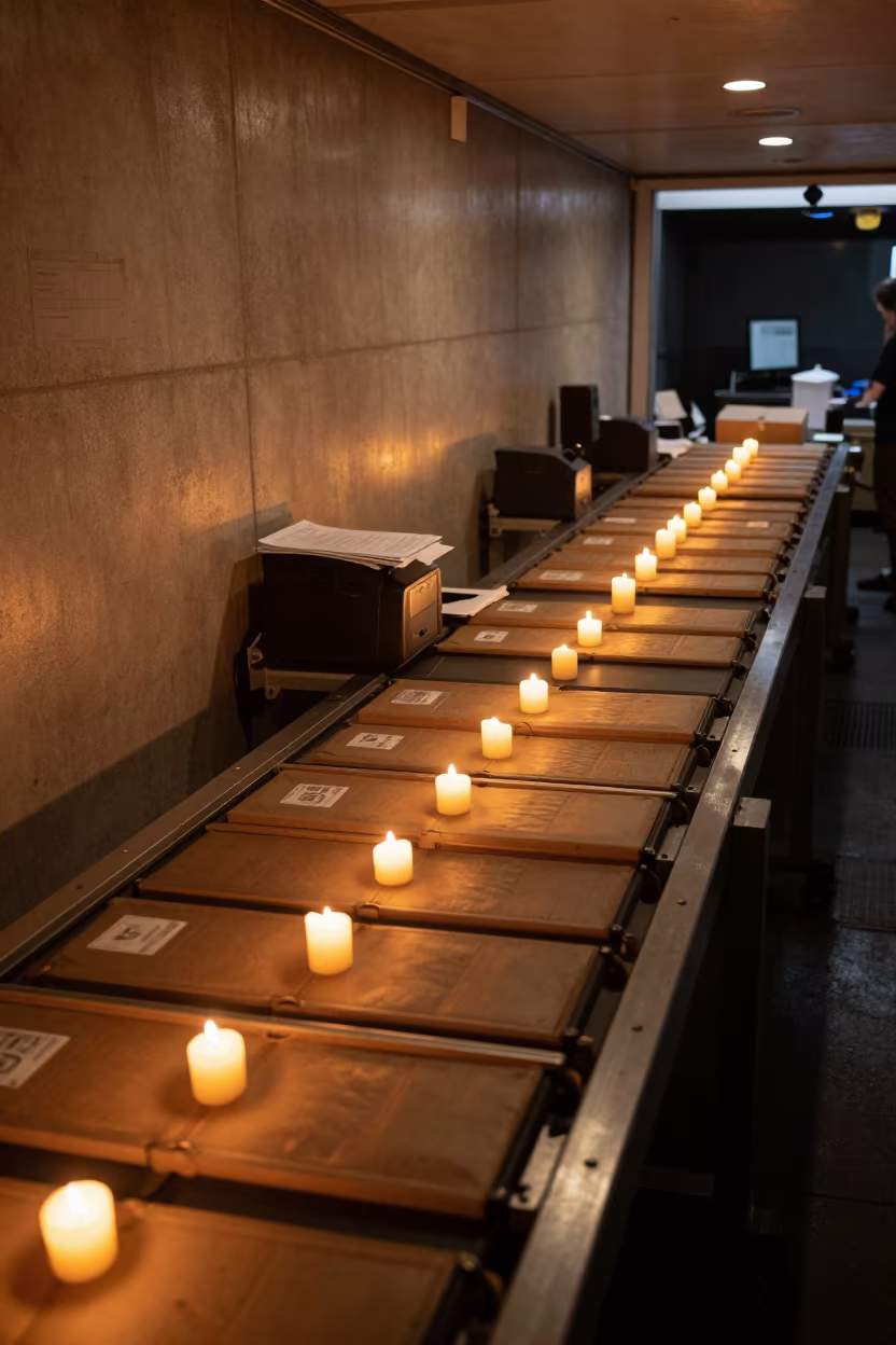Evening Logistics Seal Pouch on Sorting Belt Auckland in at a parcel sorting belt near Auckland