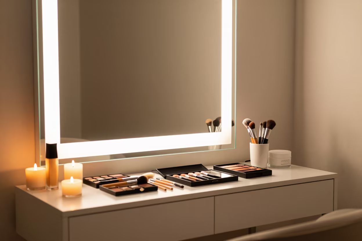 Evening Makeup Station Vanity Mirror Cap-Haitien in inside a skincare treatment room near Cap-Haïtien