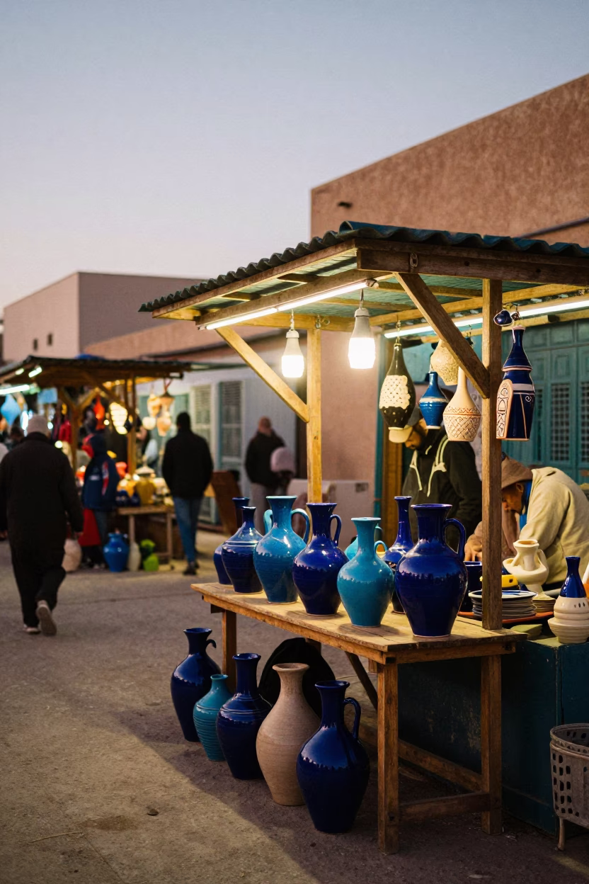 Evening Market in Casablanca at The Early Evening Light in in Casablanca, Morocco