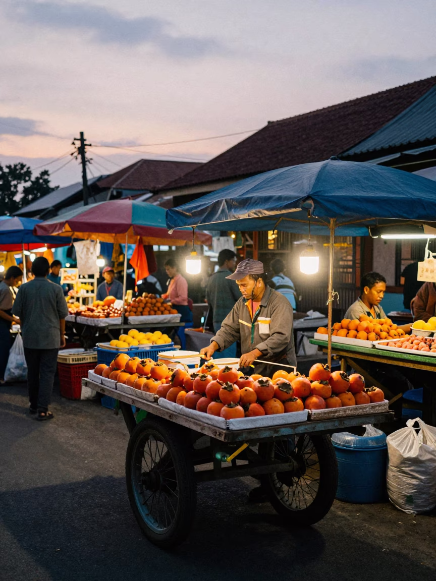 Evening Market in Yogyakarta at The Early Evening Light in in Yogyakarta, Indonesia