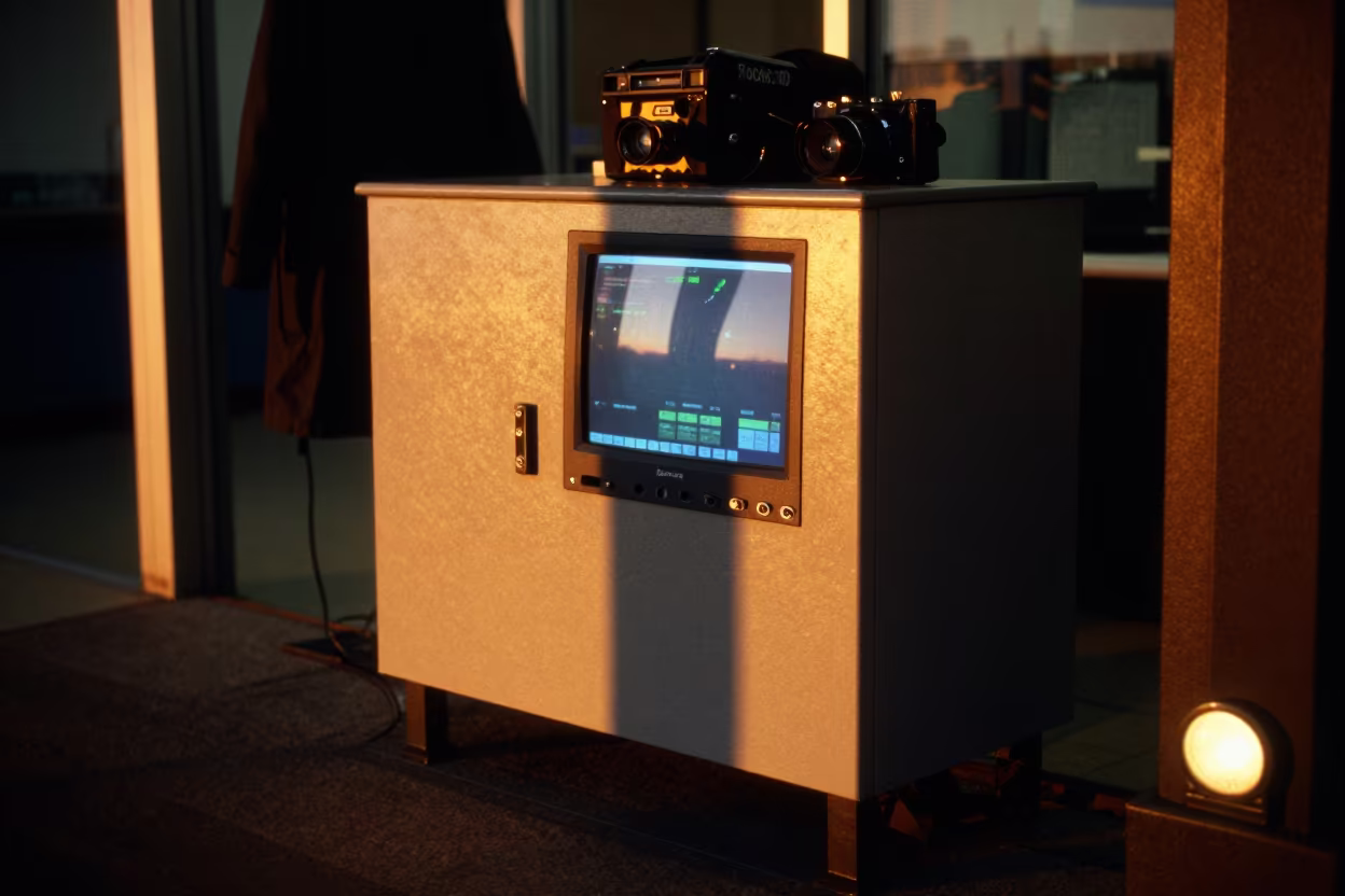 Evening Office Vendor Lockbox Pretoria in in an operations center under monitor glow near Pretoria