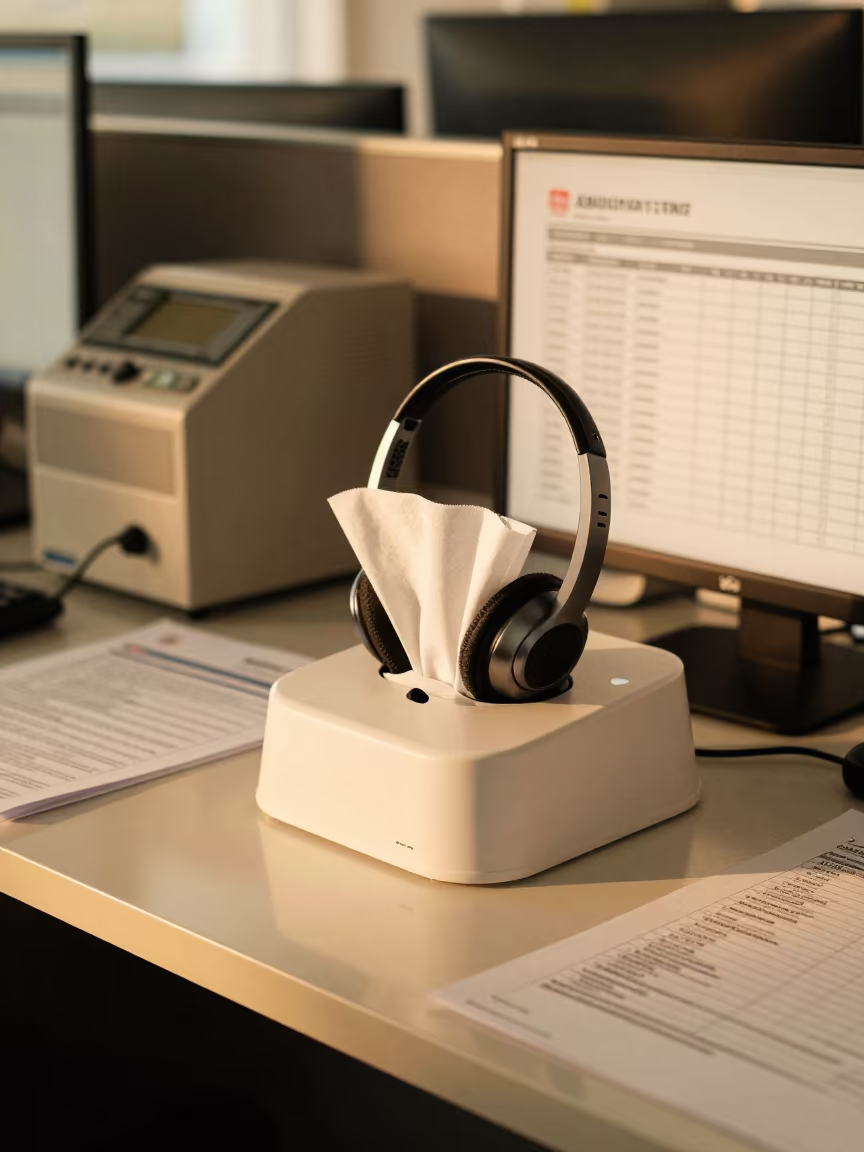 Evening Office Wipe Station Abidjan in inside an open-plan office bay in Abidjan