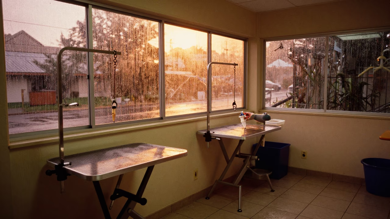 Evening Pet Care Syringe Feeding in Vitoria Bay in inside a grooming bay in Vitoria
