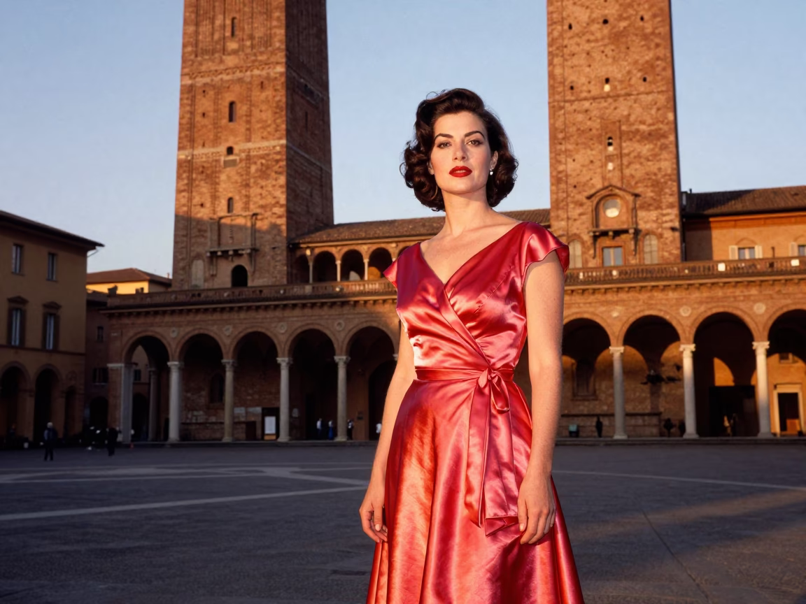 Evening Portrait in Bologna at Honeyed Evening Light in in Bologna, Italy