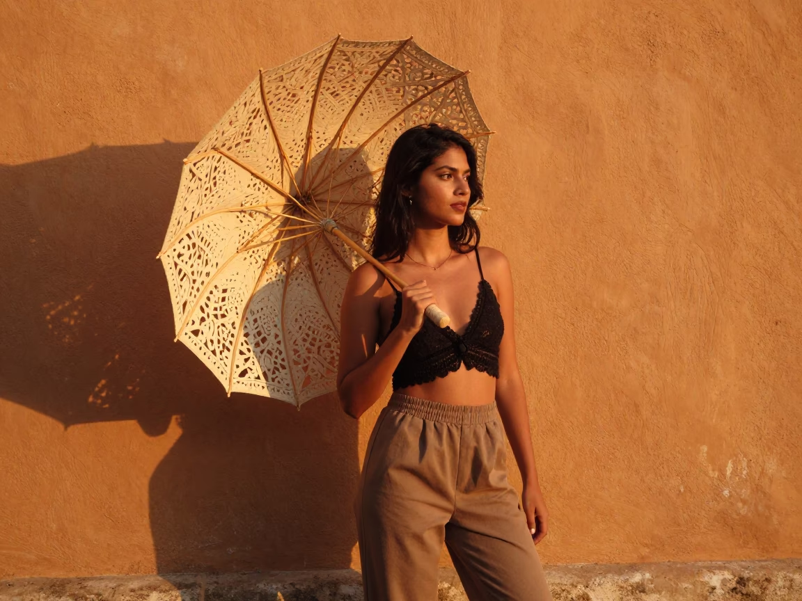 Evening Portrait in Cartagena at Honeyed Evening Light in in Cartagena, Colombia