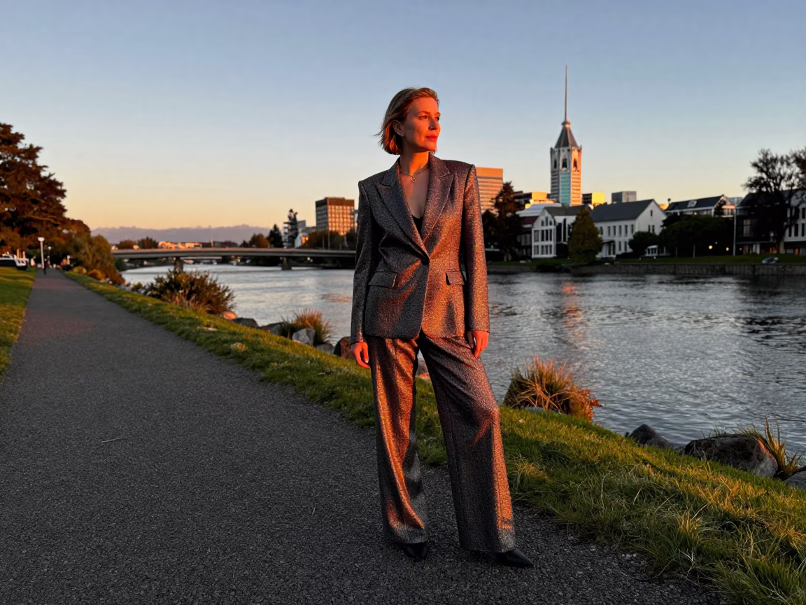 Evening Portrait in Christchurch at Honeyed Evening Light in in Christchurch, New Zealand