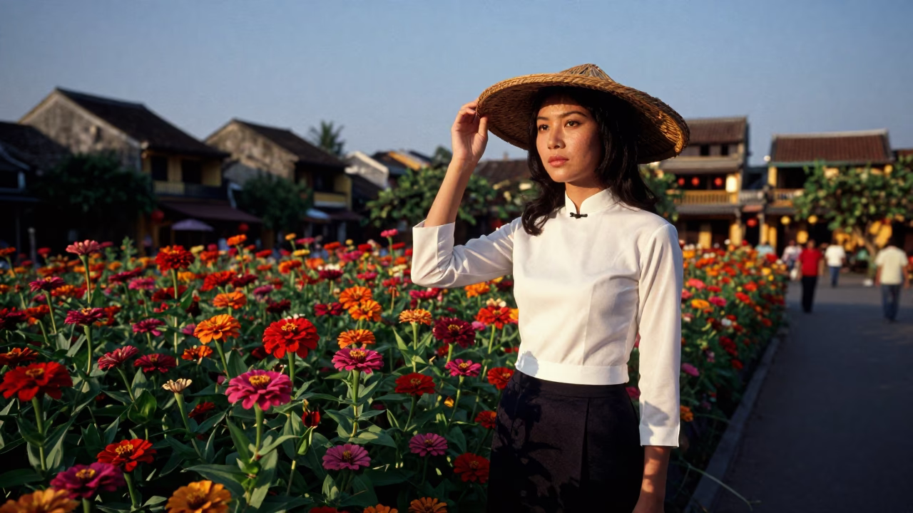 Evening Portrait in Hoi An at The Early Evening Light in in Hoi An, Vietnam