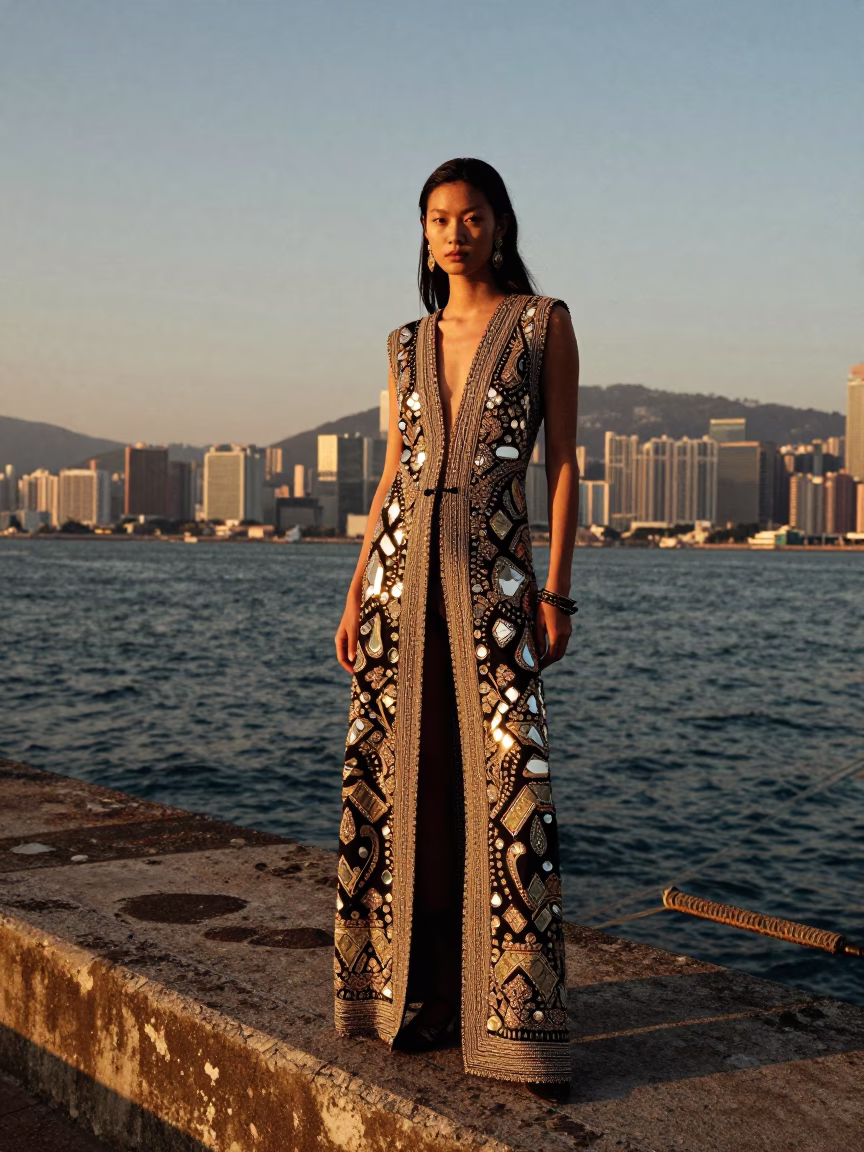 Evening Portrait in Hong Kong at Honeyed Evening Light in in Hong Kong, Hong Kong