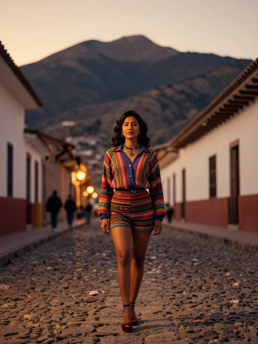 Evening Portrait in La Paz at Honeyed Evening Light in in La Paz, Bolivia