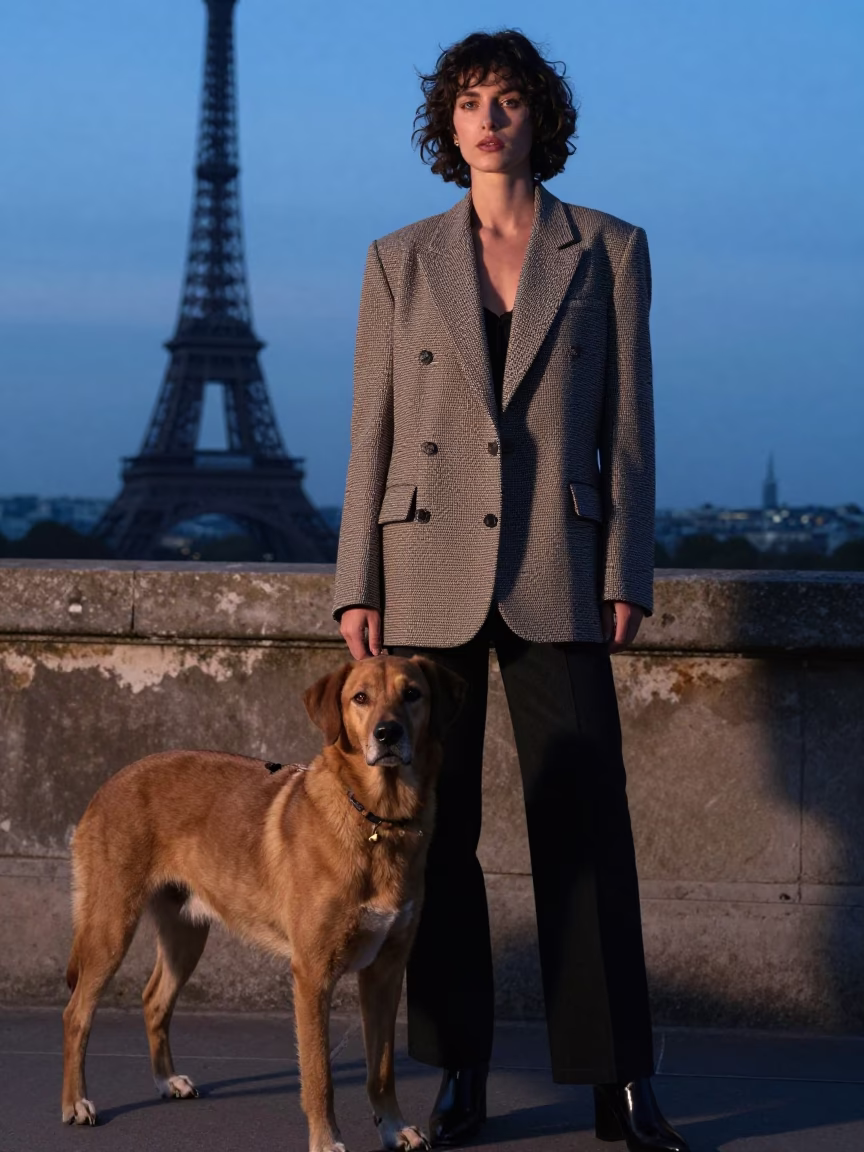 Evening Portrait in Paris at The Last Blue Light Of Evening in in Paris, France
