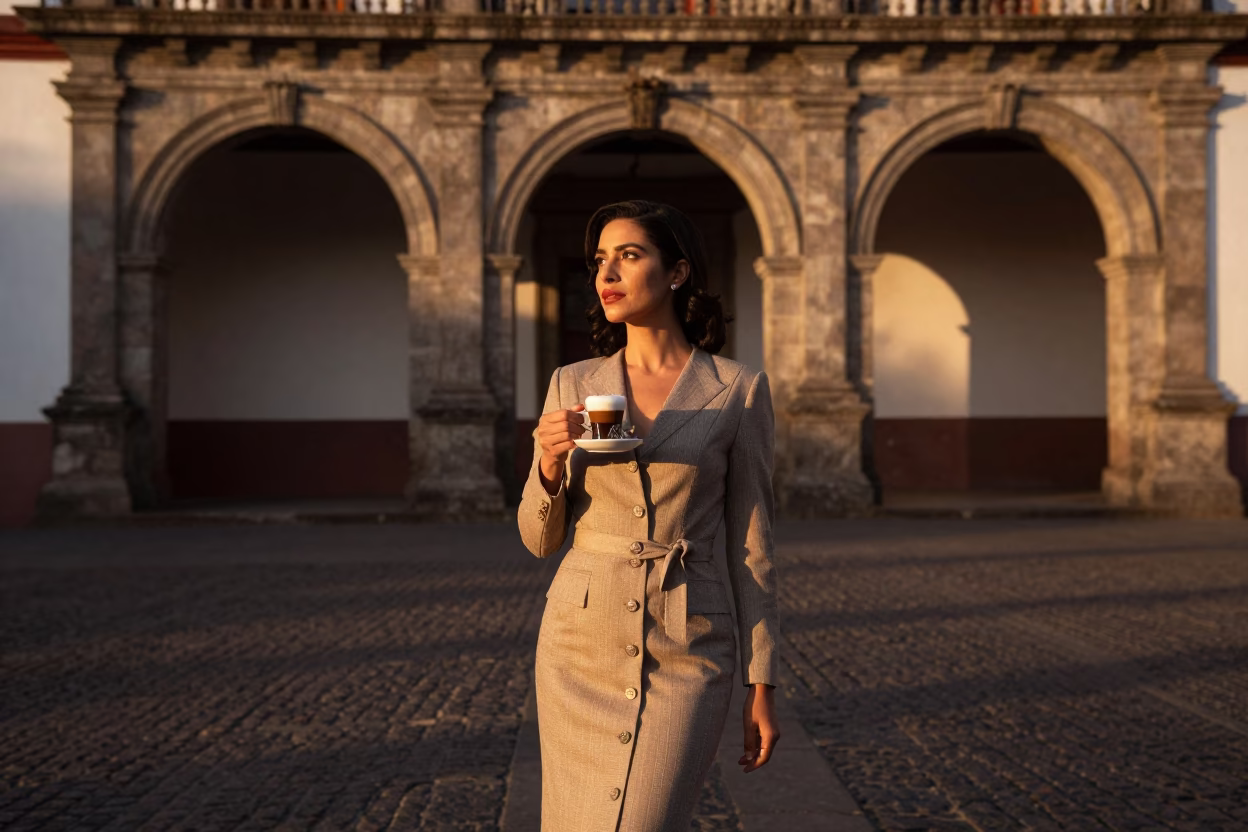 Evening Portrait in Quito at Honeyed Evening Light in in Quito, Ecuador