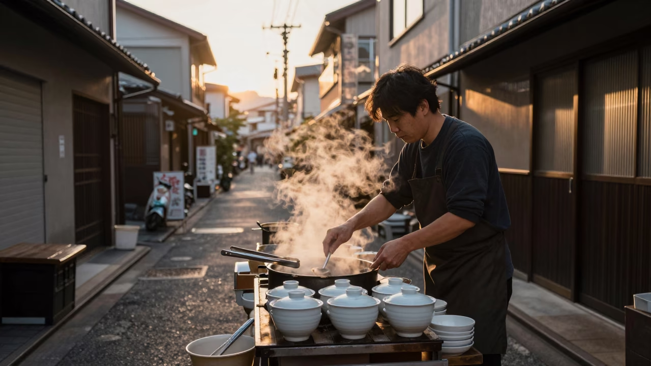 Evening Prep in Fukuoka in in Fukuoka, Japan