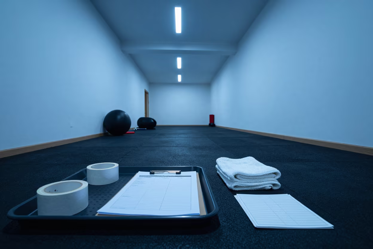 Evening Recovery Tray in Lecce Strength Room in inside a strength room in Lecce