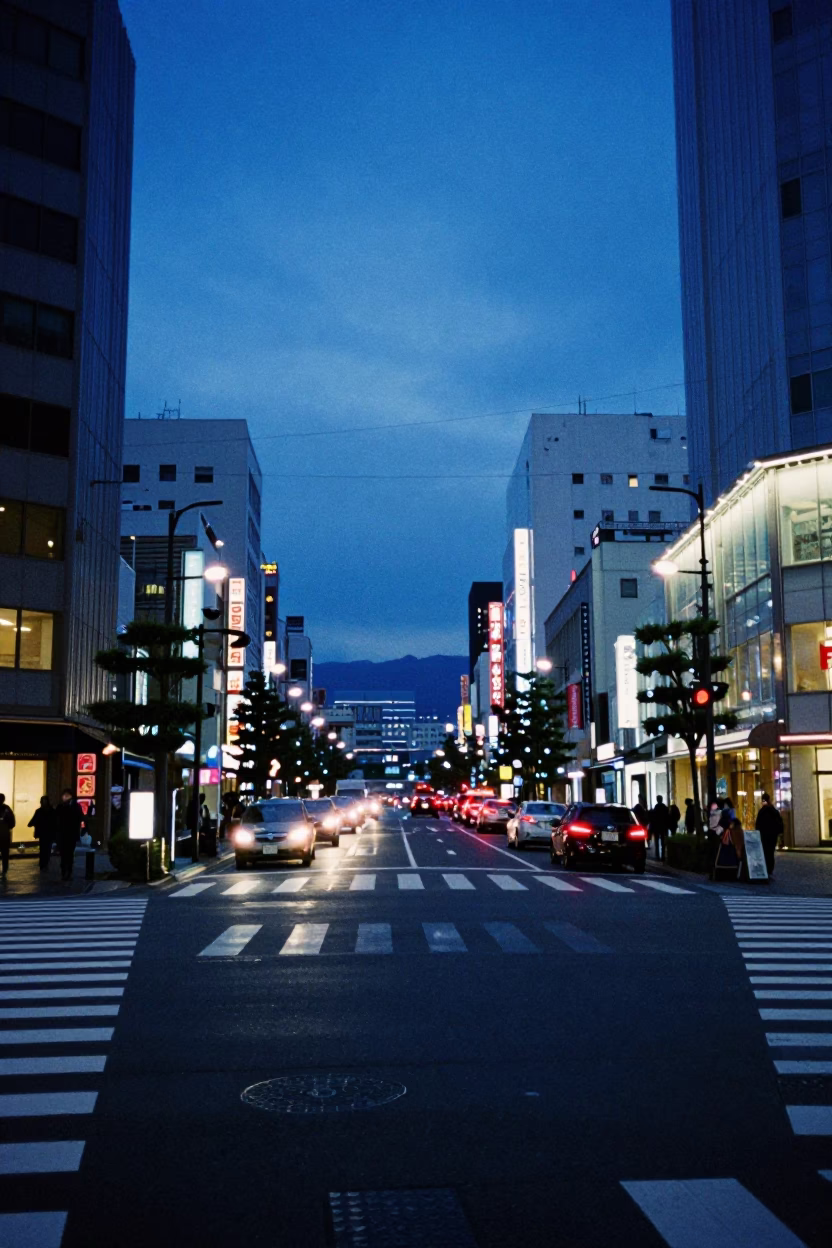 Evening Sapporo Street Scene with Neon Reflections and Local Diners in in Sapporo, Japan