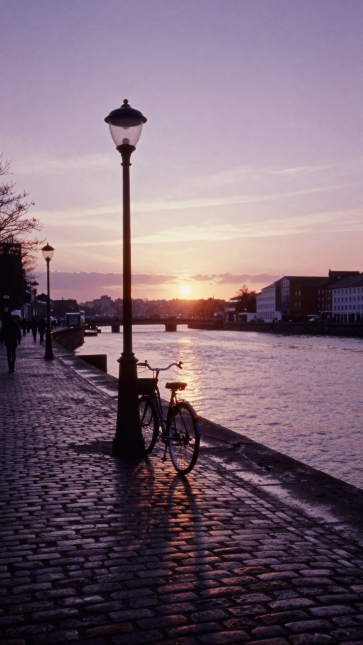 Evening Scene at As The Sun Drops Toward The Horizon in Bristol in in Bristol, United Kingdom
