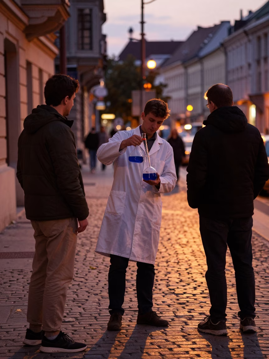 Evening Scene at Copper-toned Light Before Dusk in Budapest in in Budapest, Hungary