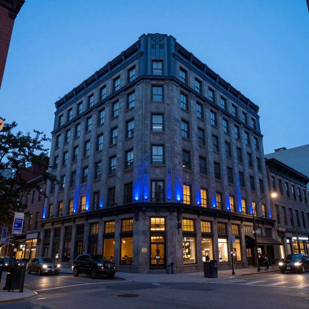 Evening Scene at The Last Blue Light Of Evening in Montreal in in Montreal, Quebec, Canada
