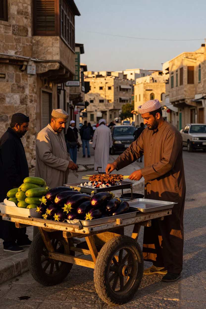 Evening Scene in Amman at Honeyed Evening Light in in Amman, Jordan
