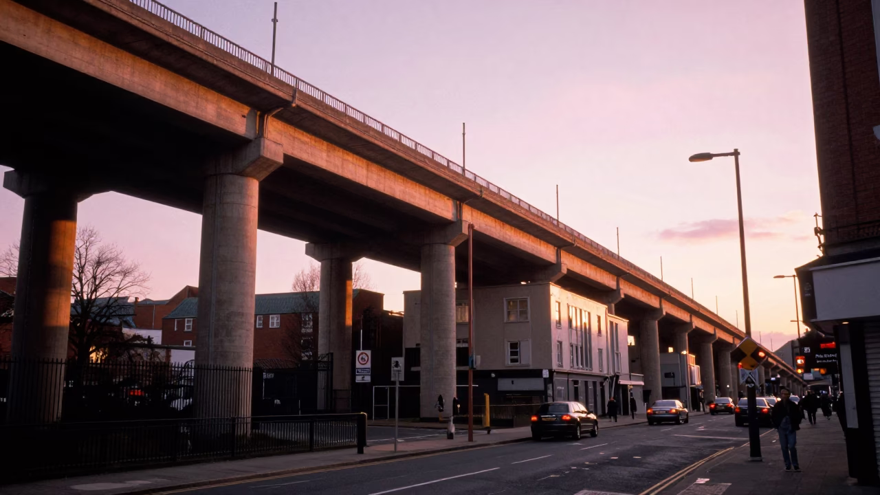 Evening Scene in Bristol at Honeyed Evening Light in in Bristol, United Kingdom