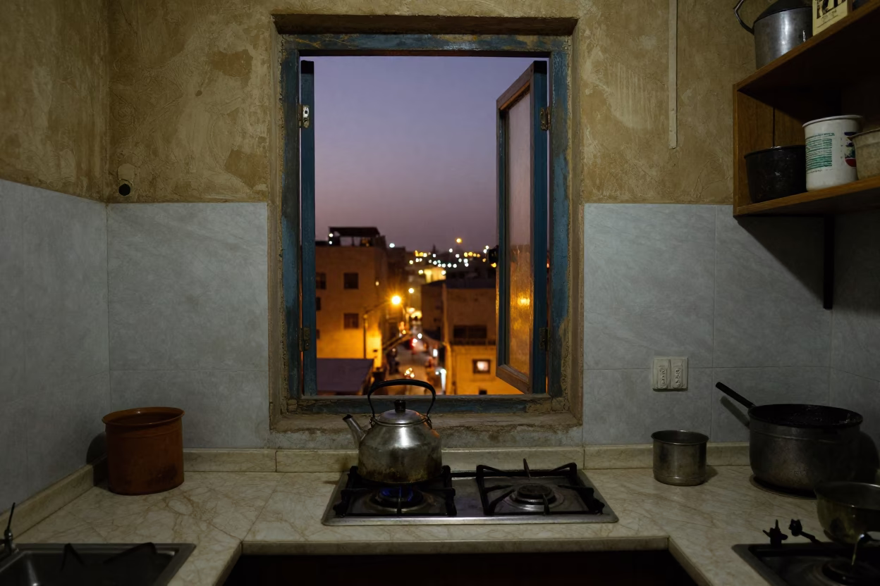 Evening Scene in Cairo at As City Lights Begin To Glow in in Cairo, Egypt