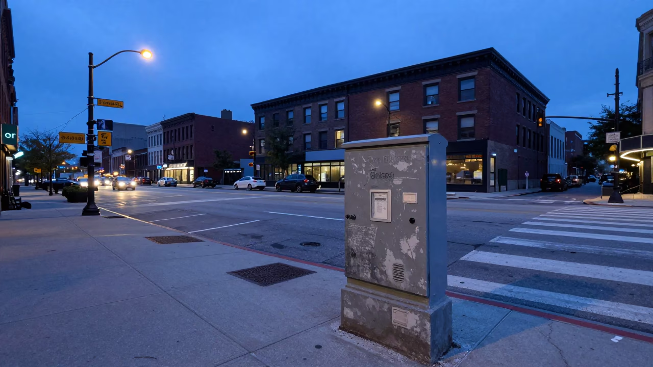 Evening Scene in Chicago at The Last Blue Light Of Evening in in Chicago, Illinois, United States