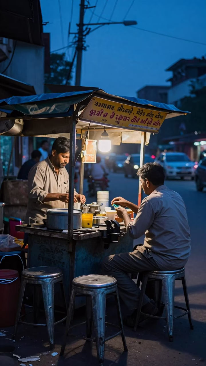 Evening Scene in Delhi at The Last Blue Light Of Evening in in Delhi, India