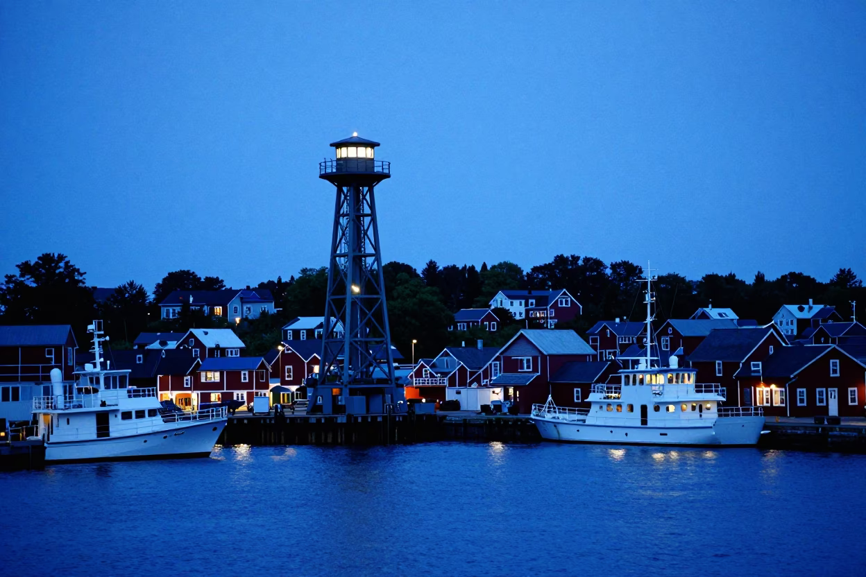 Evening Scene in Halifax at The Last Blue Light Of Evening in in Halifax, Nova Scotia, Canada