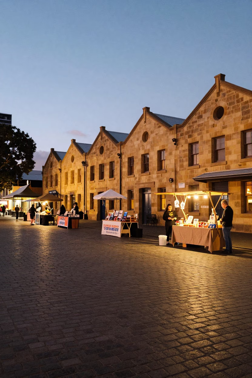 Evening Scene in Hobart at The Early Evening Light in in Hobart, Tasmania, Australia