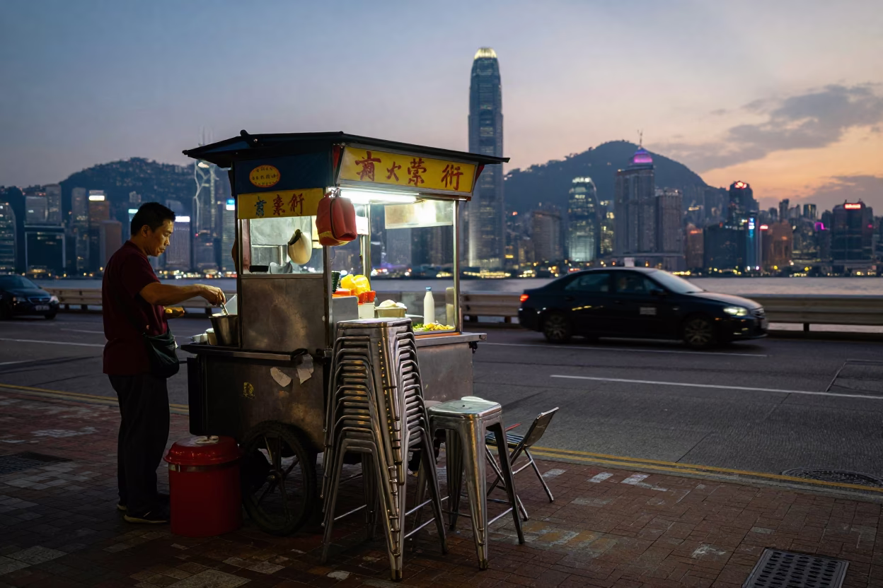 Evening Scene in Hong Kong at The Early Evening Light in in Hong Kong, Hong Kong