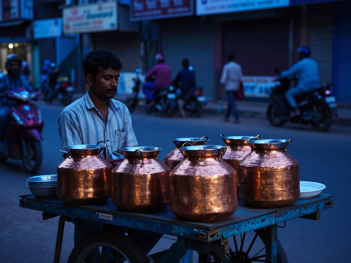 Evening Scene in Hyderabad at The Last Blue Light Of Evening in in Hyderabad, India
