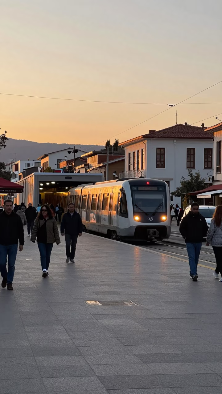 Evening Scene in Izmir at Honeyed Evening Light in in Izmir, Turkey