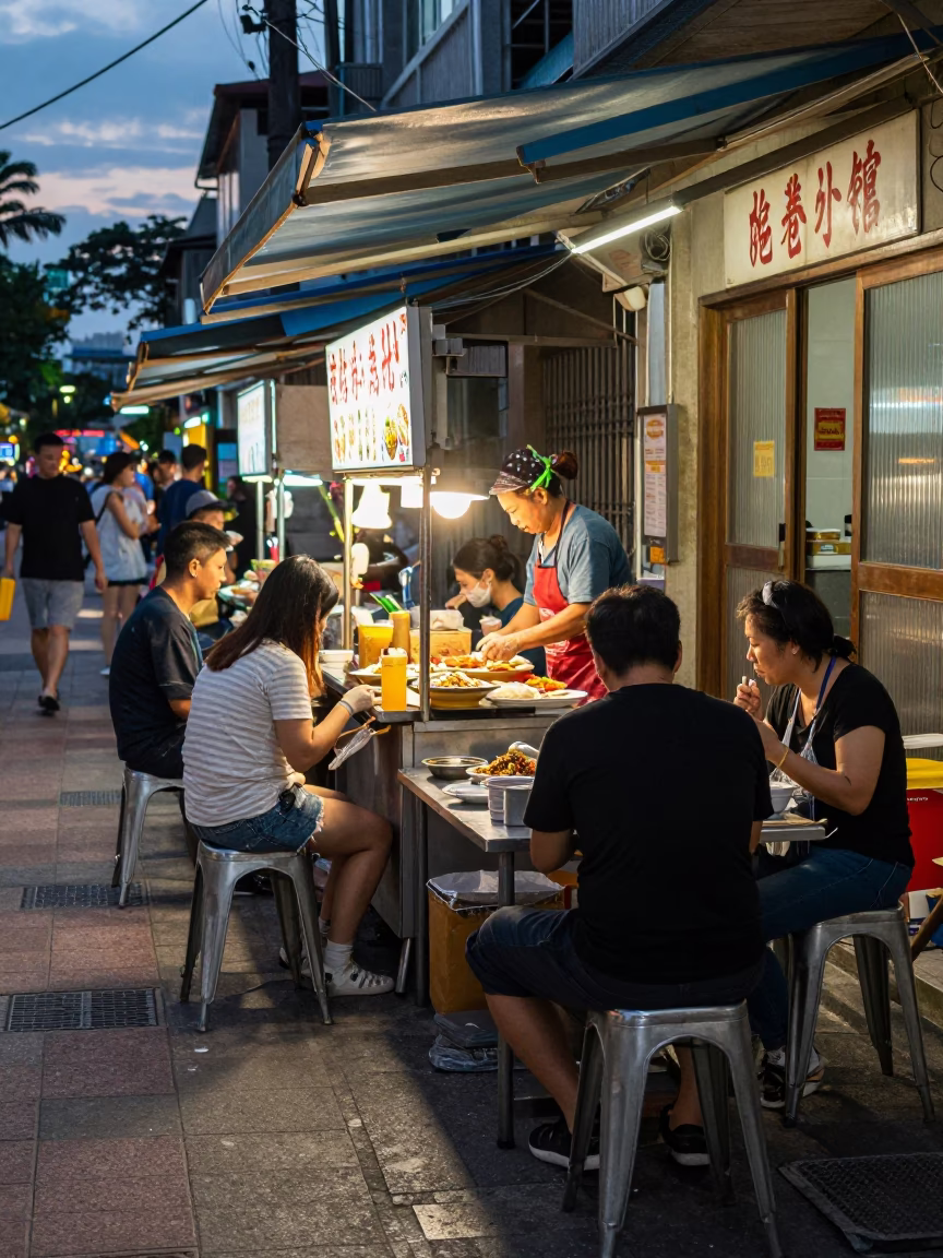 Evening Scene in Kaohsiung at The Early Evening Light in in Kaohsiung, Taiwan