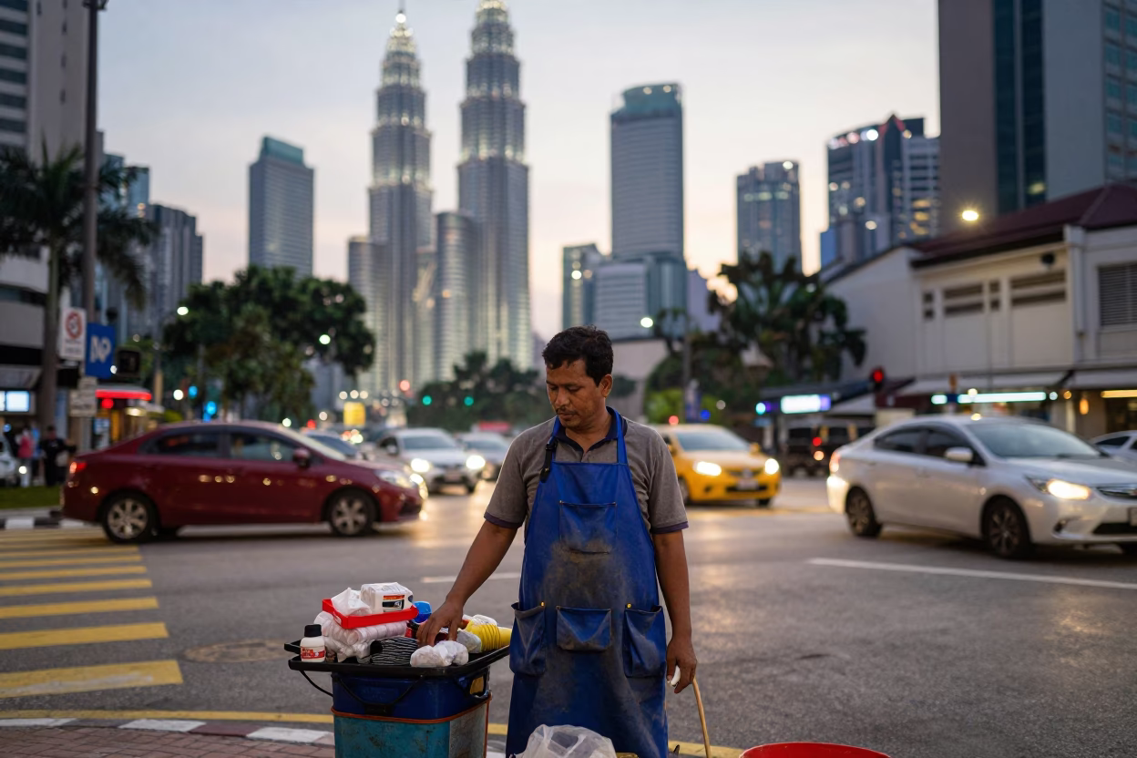 Evening Scene in Kuala Lumpur at The Early Evening Light in in Kuala Lumpur, Malaysia