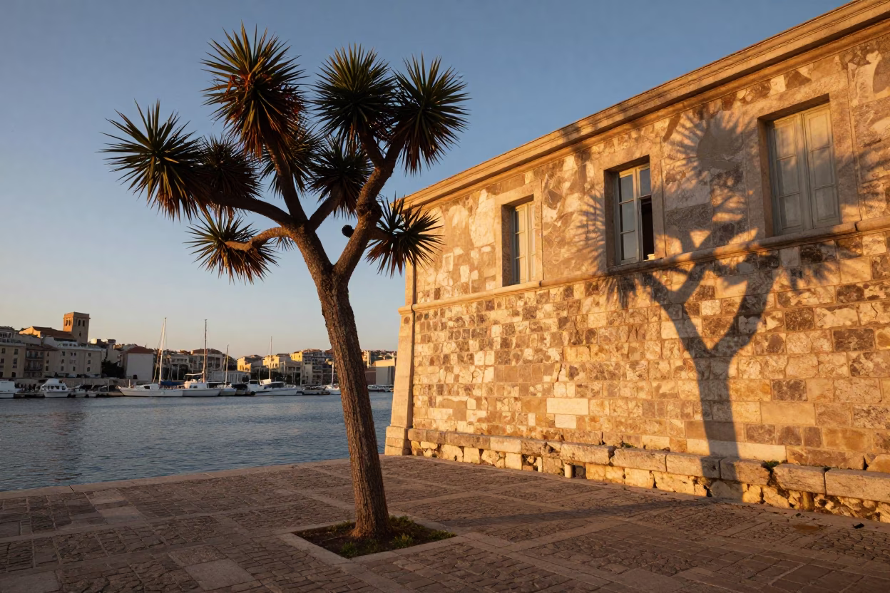 Evening Scene in Marseille at Honeyed Evening Light in in Marseille, France