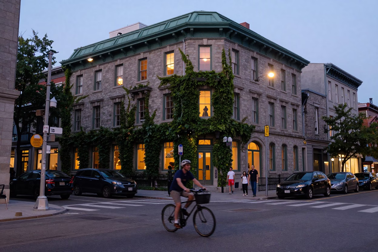 Evening Scene in Montreal at The Early Evening Light in in Montreal, Quebec, Canada