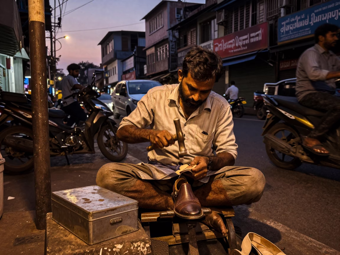 Evening Scene in Mumbai at Copper-toned Light Before Dusk in in Mumbai, India