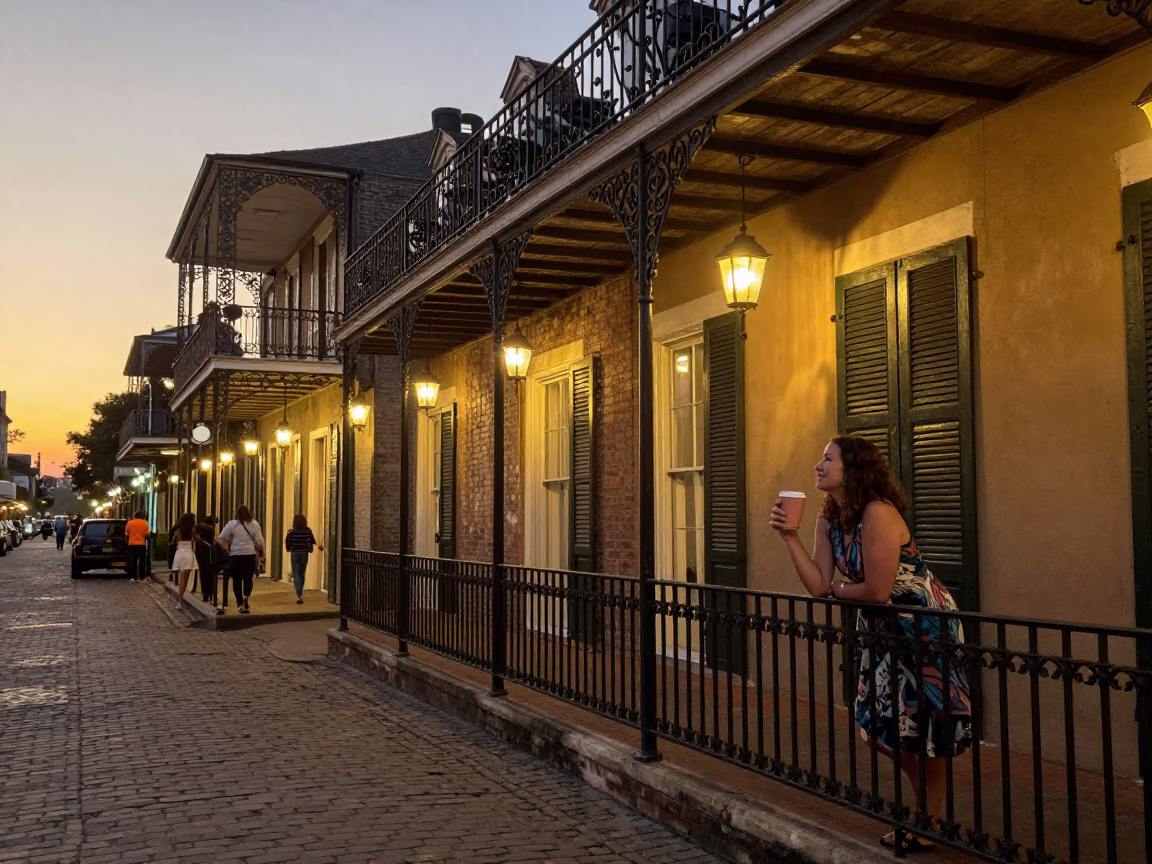 Evening Scene in New Orleans at Honeyed Evening Light in in New Orleans, Louisiana, United States