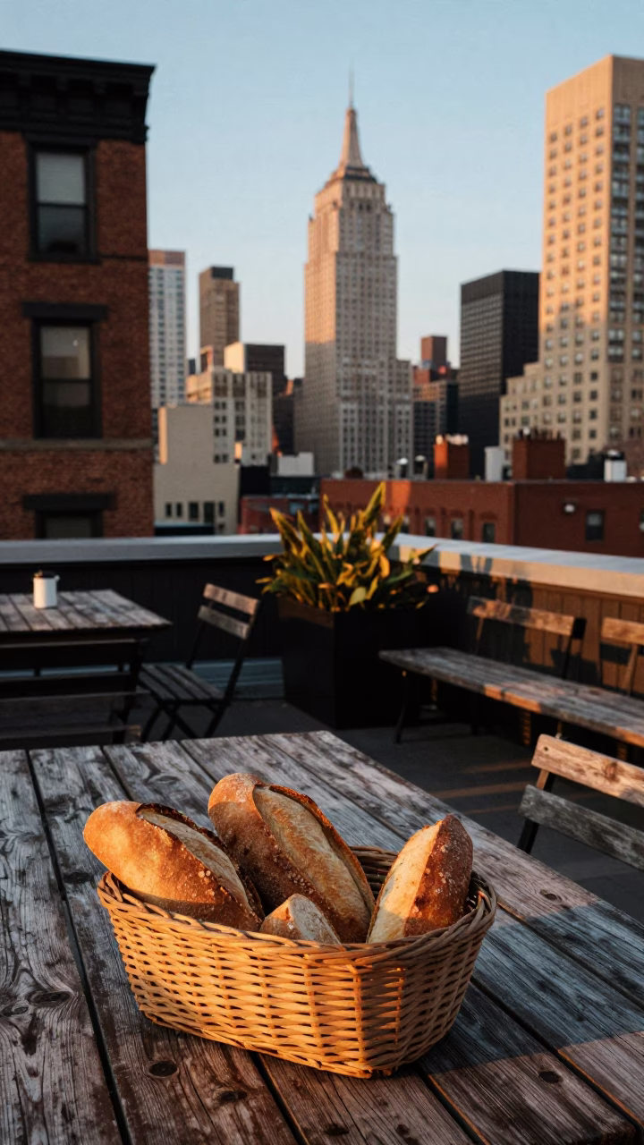 Evening Scene in New York at Honeyed Evening Light in in New York, New York, United States