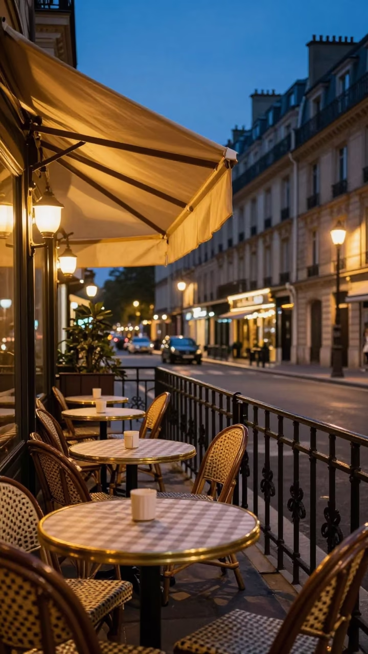 Evening Scene in Paris at Honeyed Evening Light in in Paris, France