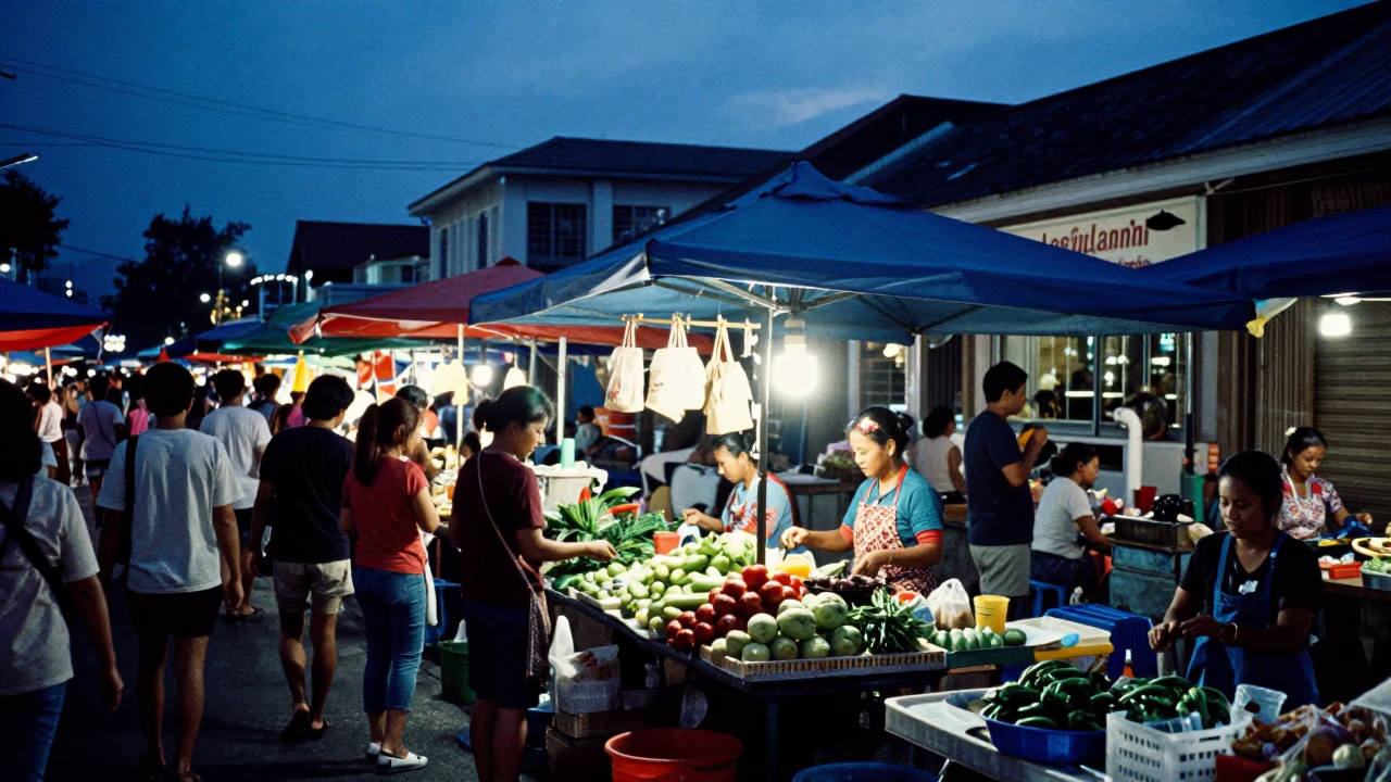 Evening Scene in Phuket at The Last Blue Light Of Evening in in Phuket, Thailand