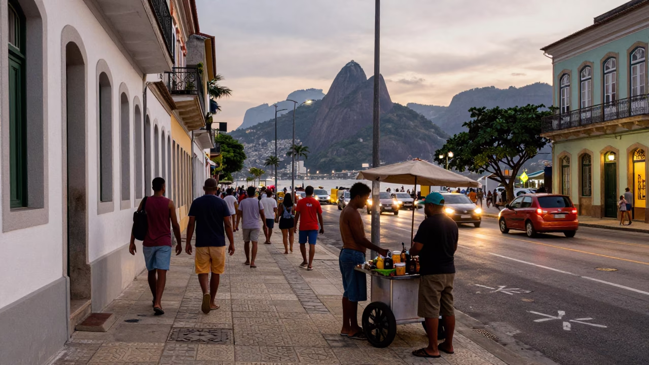 Evening Scene in Rio De Janeiro in in Rio de Janeiro, Brazil