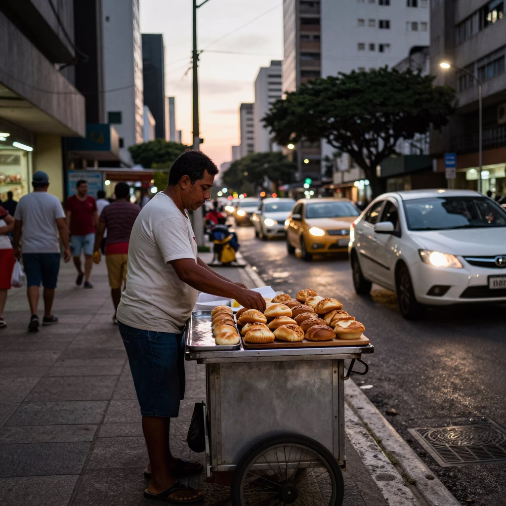 Evening Scene in São Paulo at The Early Evening Light in in São Paulo, Brazil