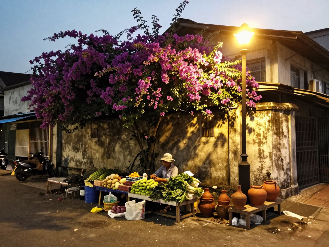 Evening Scene in Surabaya at Evening Light in in Surabaya, Indonesia