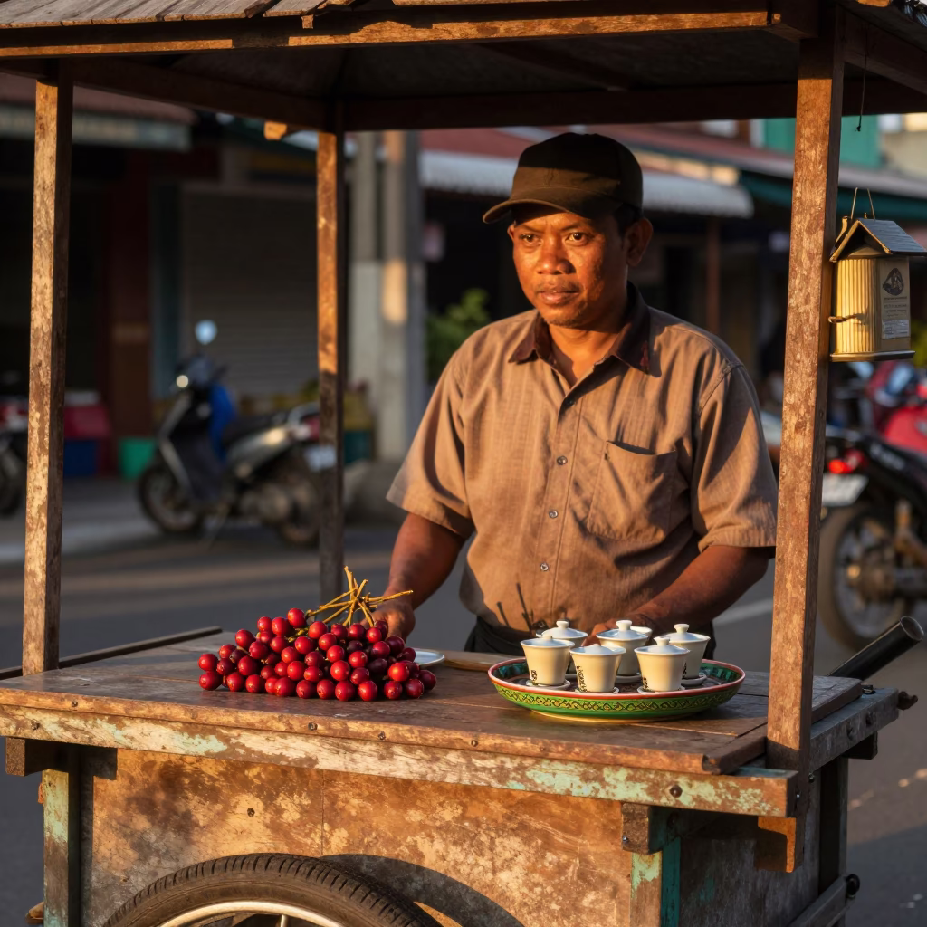 Evening Scene in Surabaya at Honeyed Evening Light in in Surabaya, Indonesia