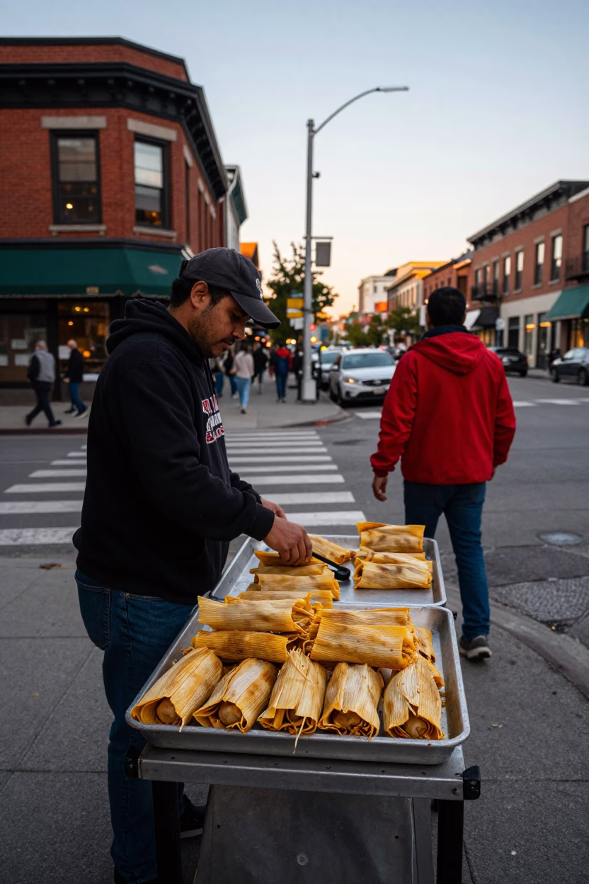 Evening Scene in Toronto at Honeyed Evening Light in in Toronto, Ontario, Canada
