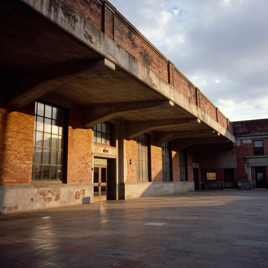Evening Shadows in Buffalo Train Terminal Vestibule in inside a restored train terminal in Buffalo