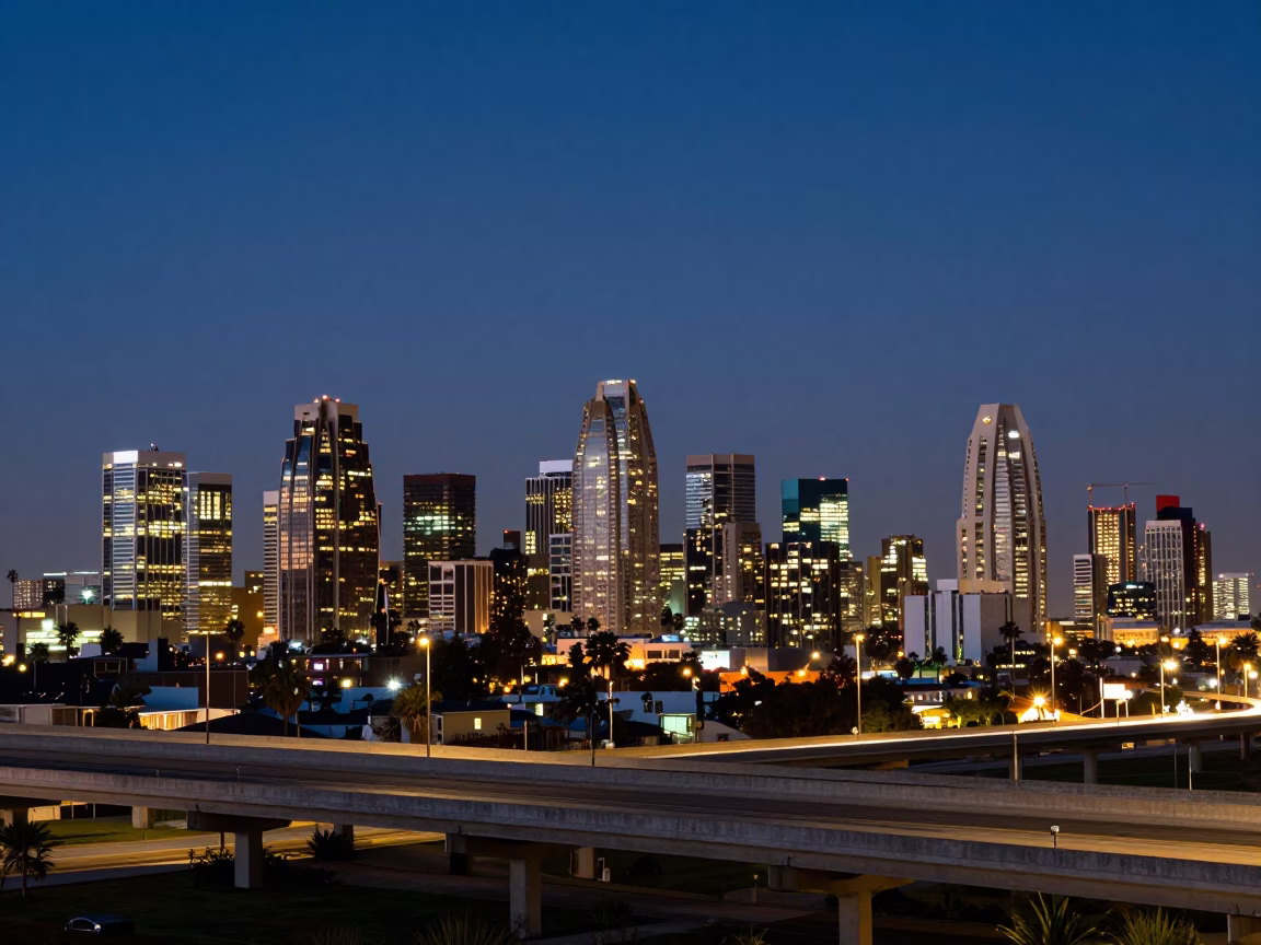 Evening Sky in San Diego at Midnight Light in in San Diego, California, United States